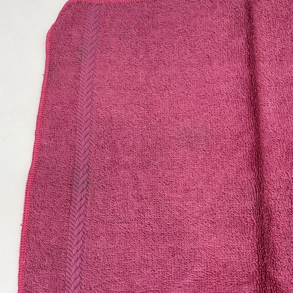 Vintage Sears Drylon Bath Towels & 4 Washcloth Set Raspberry Pink MCM Vibrant
